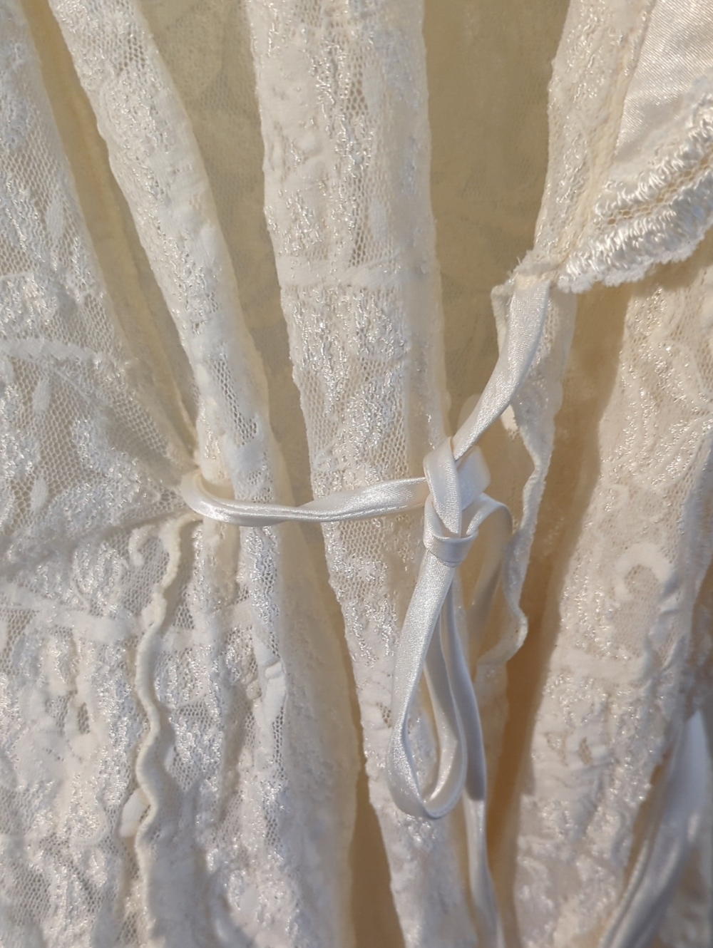 VINTAGE lace satin-trim robe cardigan wrap top - size small / medium - Picture 12 of 13